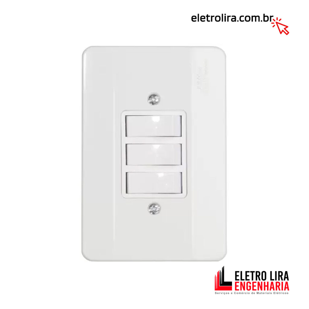 Interruptor com 3 Teclas - Eletro Lira Materiais Elétricos