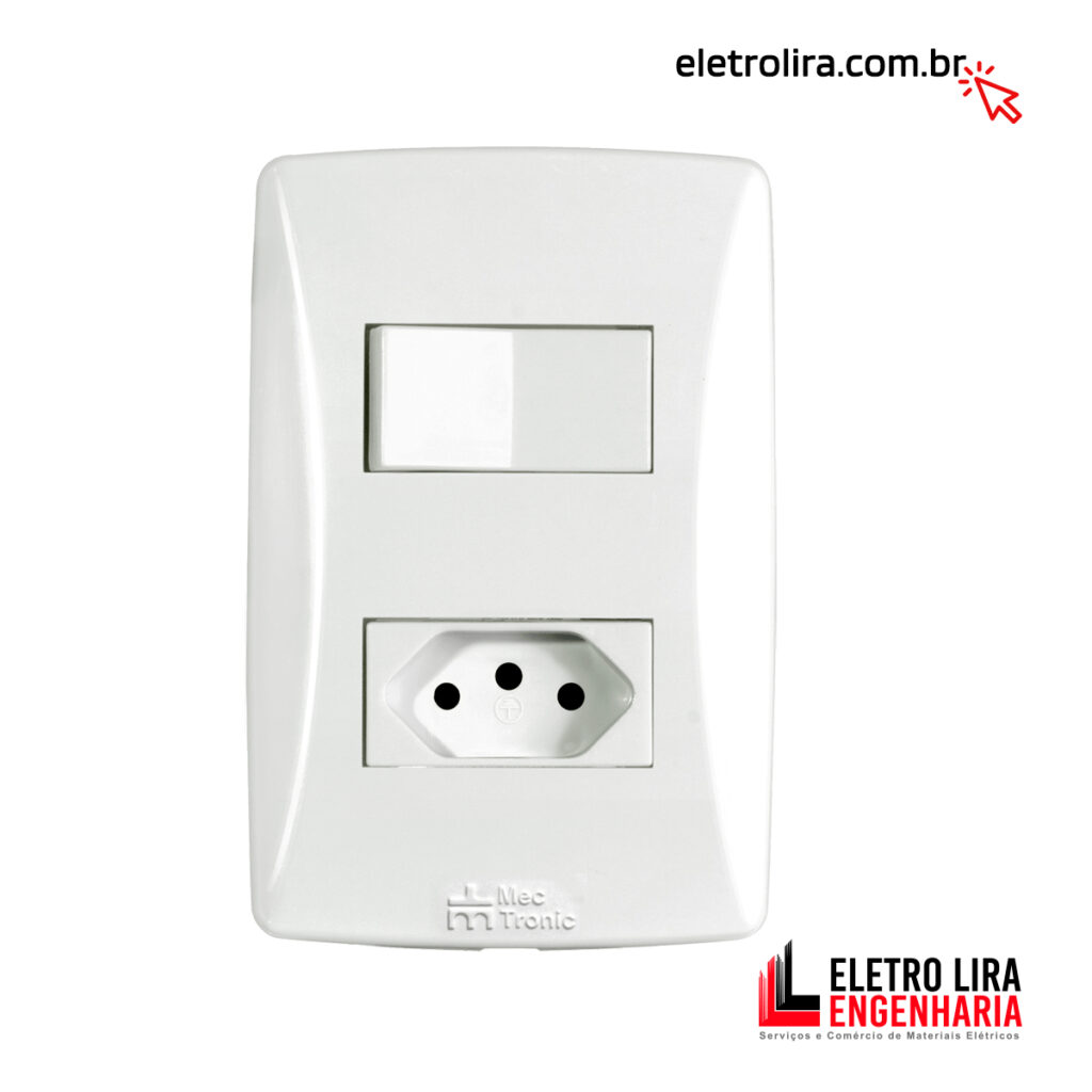 Interruptor com Tomada de Embutir - Eletro Lira Materiais Elétricos