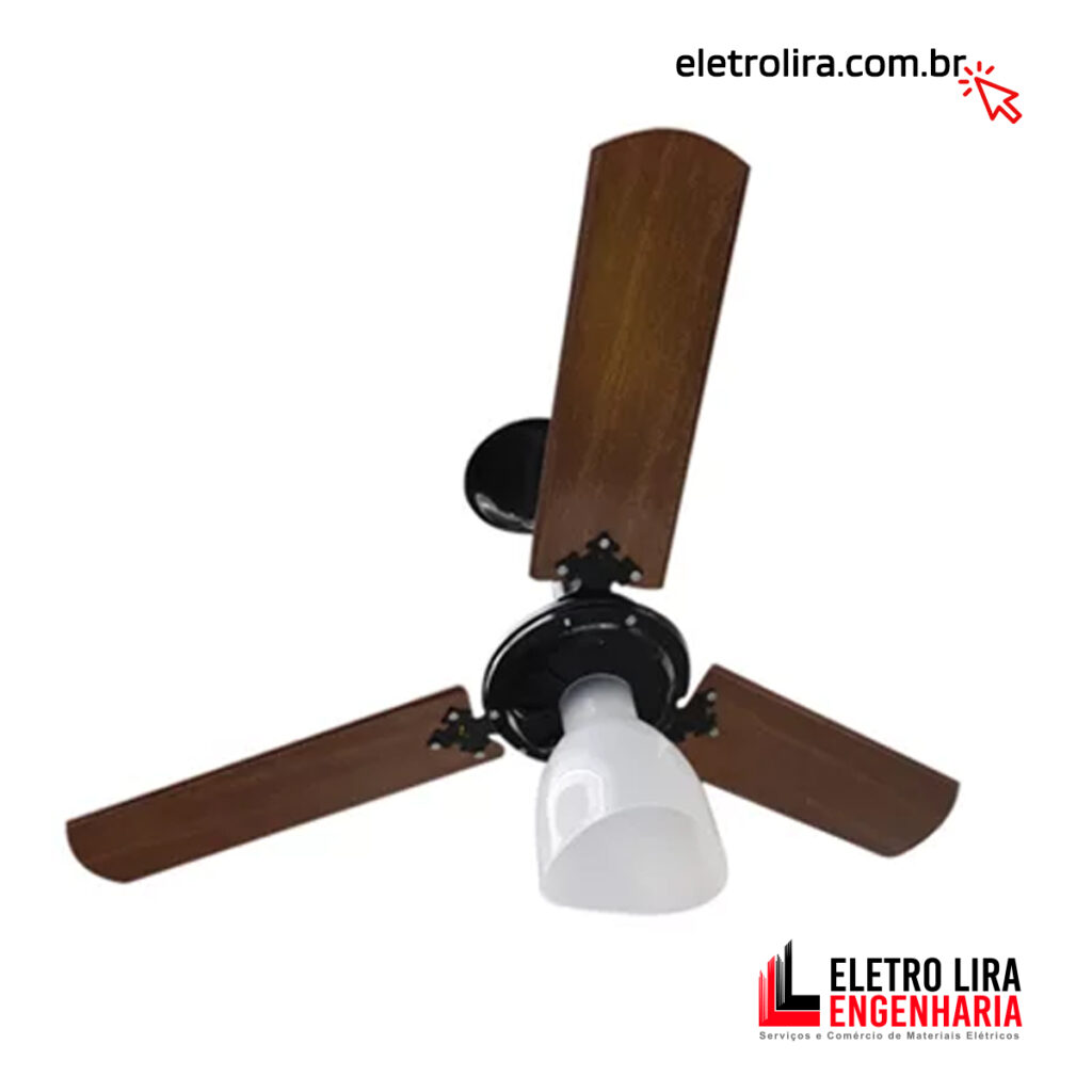 Ventilador de Teto New Madeira com Preto